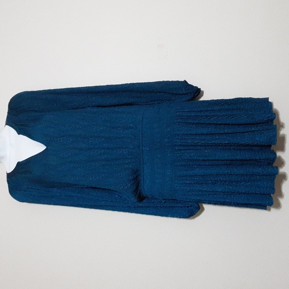 Current AIR anthropologie Elegant Teal Dress Women M Textured Babydoll Event Y2k - Picture 2 of 11